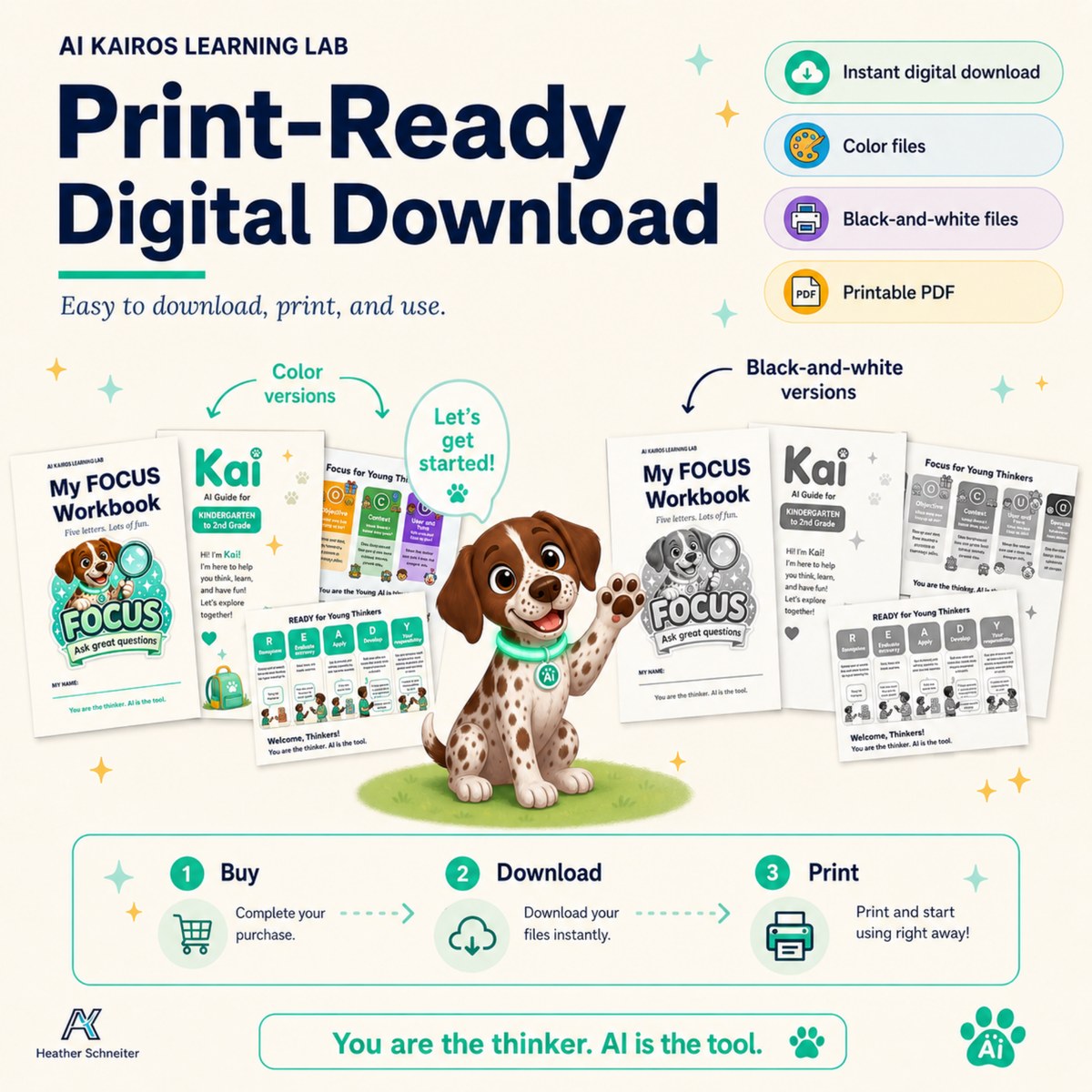Print-ready digital download: instant download, color files, black-and-white files, printable PDF, three steps to use