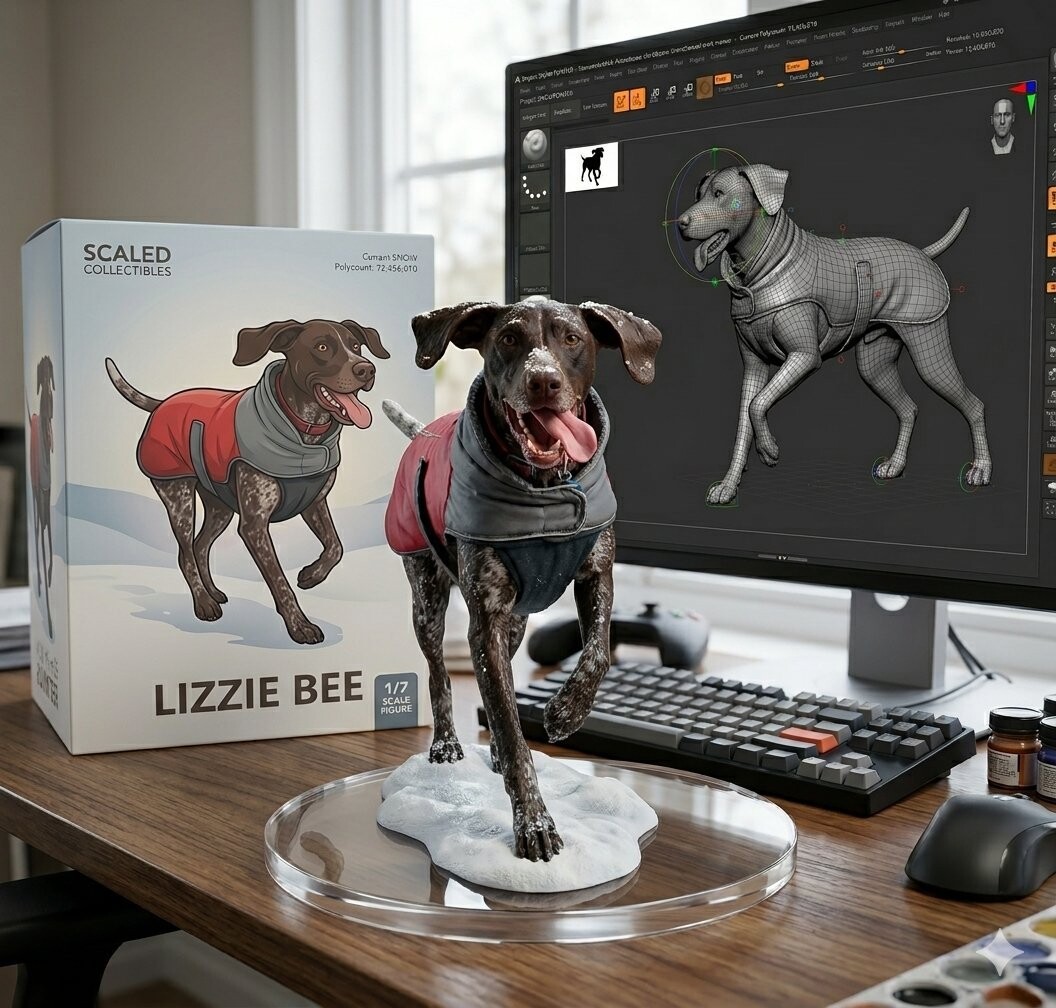 Lizzie Bee collectible figurine created with AI image generation